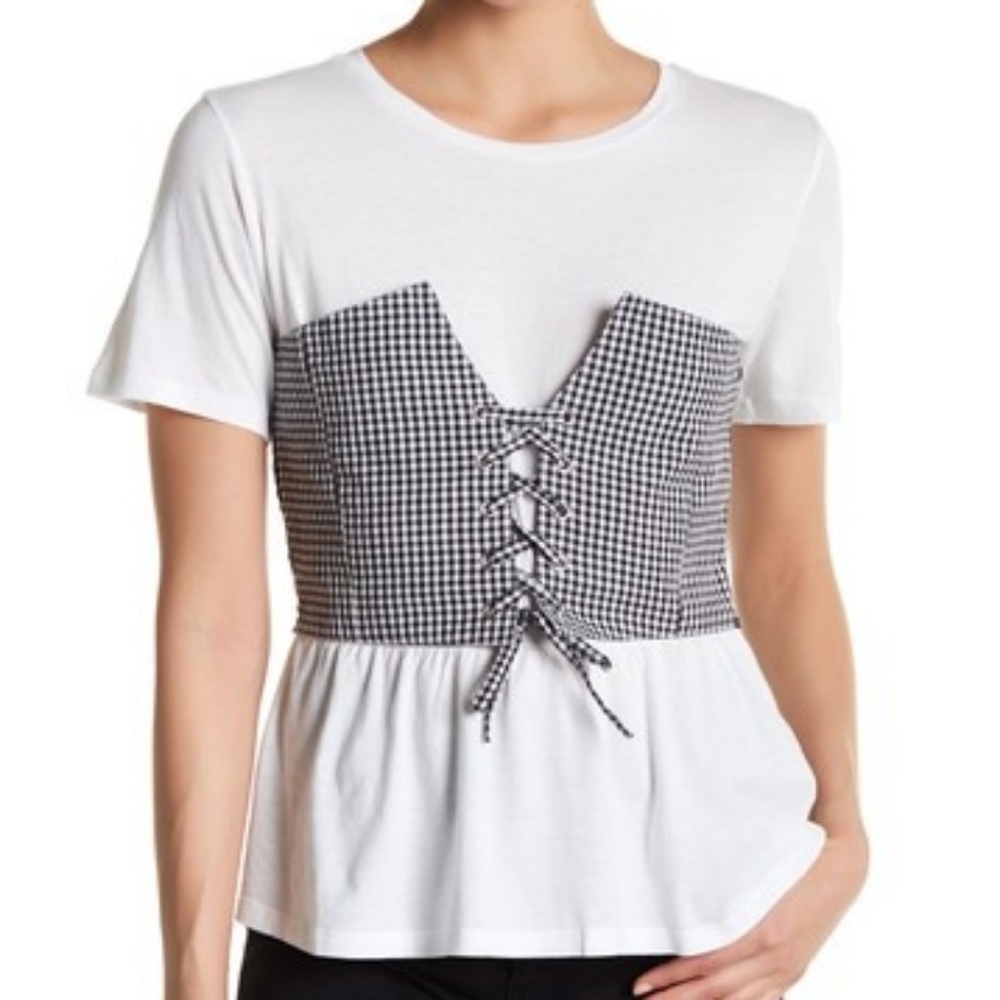 BNWT - Abound Gingham Corset Tee - Size Large